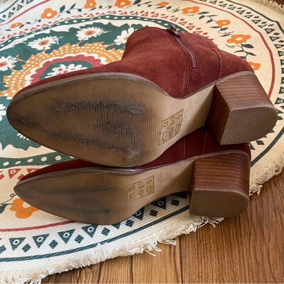 Burgundy Suade Ankle Boots - Picture 2 of 8